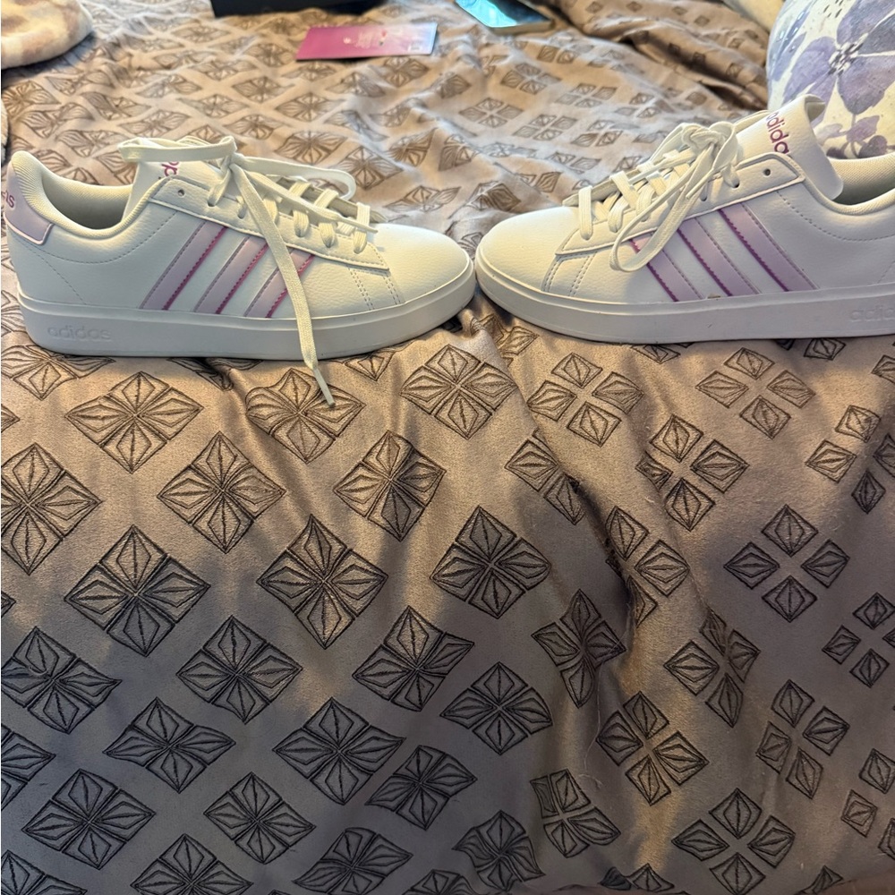 Adidas White and Pink Sneakers - worn once!